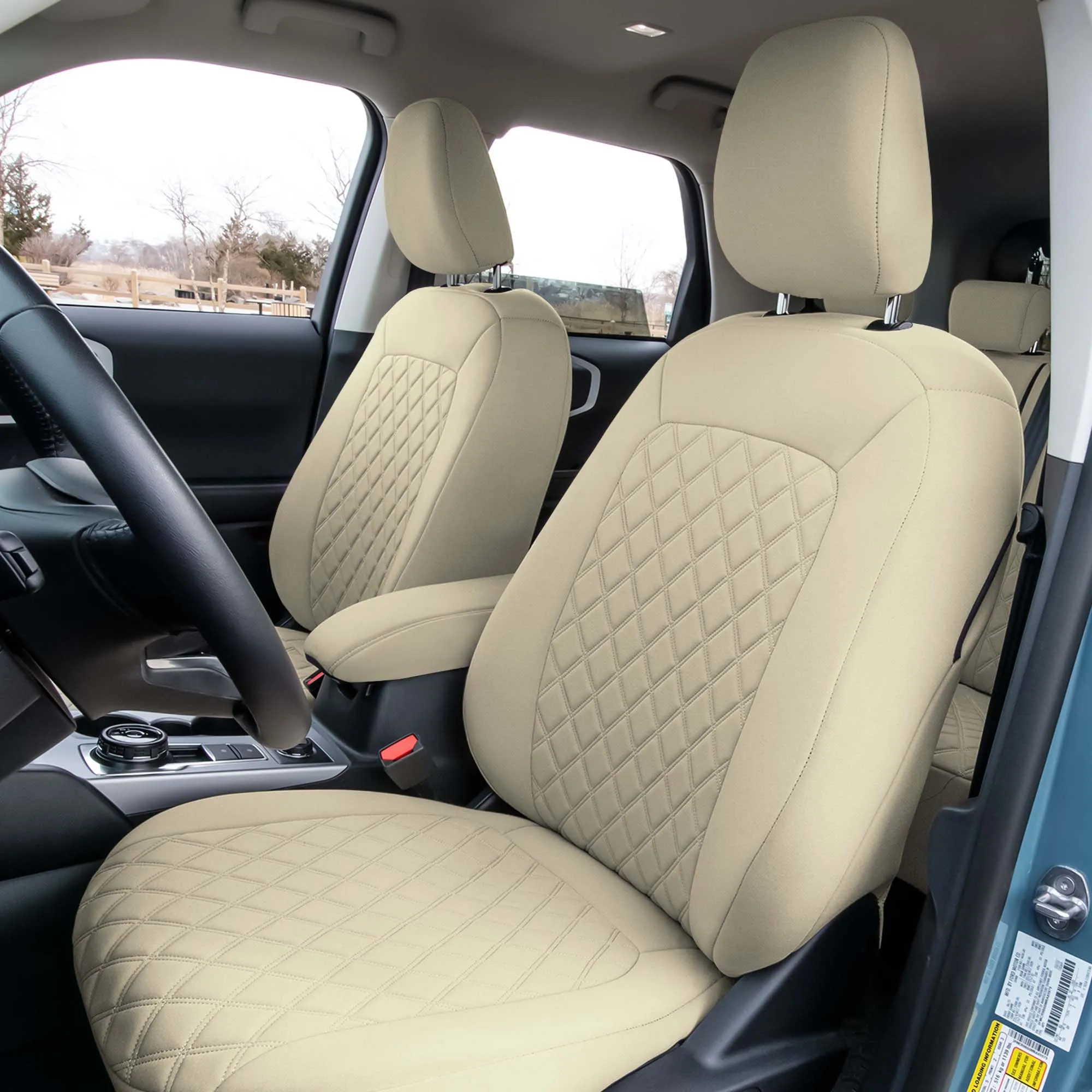 Ford Bronco Sport 2021-2024 - Full Set Seat Covers  -  Solid Beige Ultraflex Neoprene