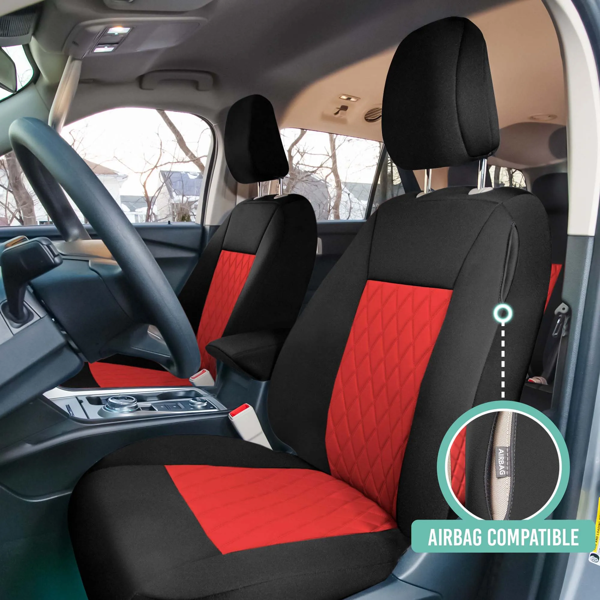 Ford Explorer Base 2020-2024  - Front Set Seat Covers  -  Red Ultraflex Neoprene