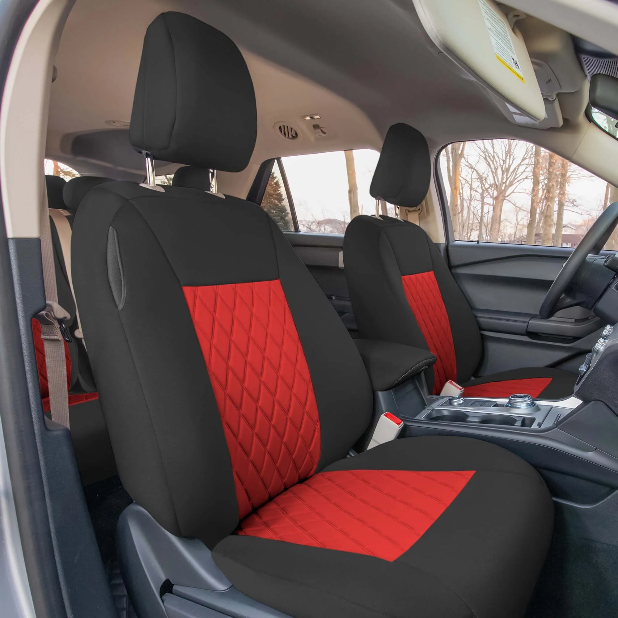 Ford Explorer Base 2020-2024  - Front Set Seat Covers  -  Red Ultraflex Neoprene