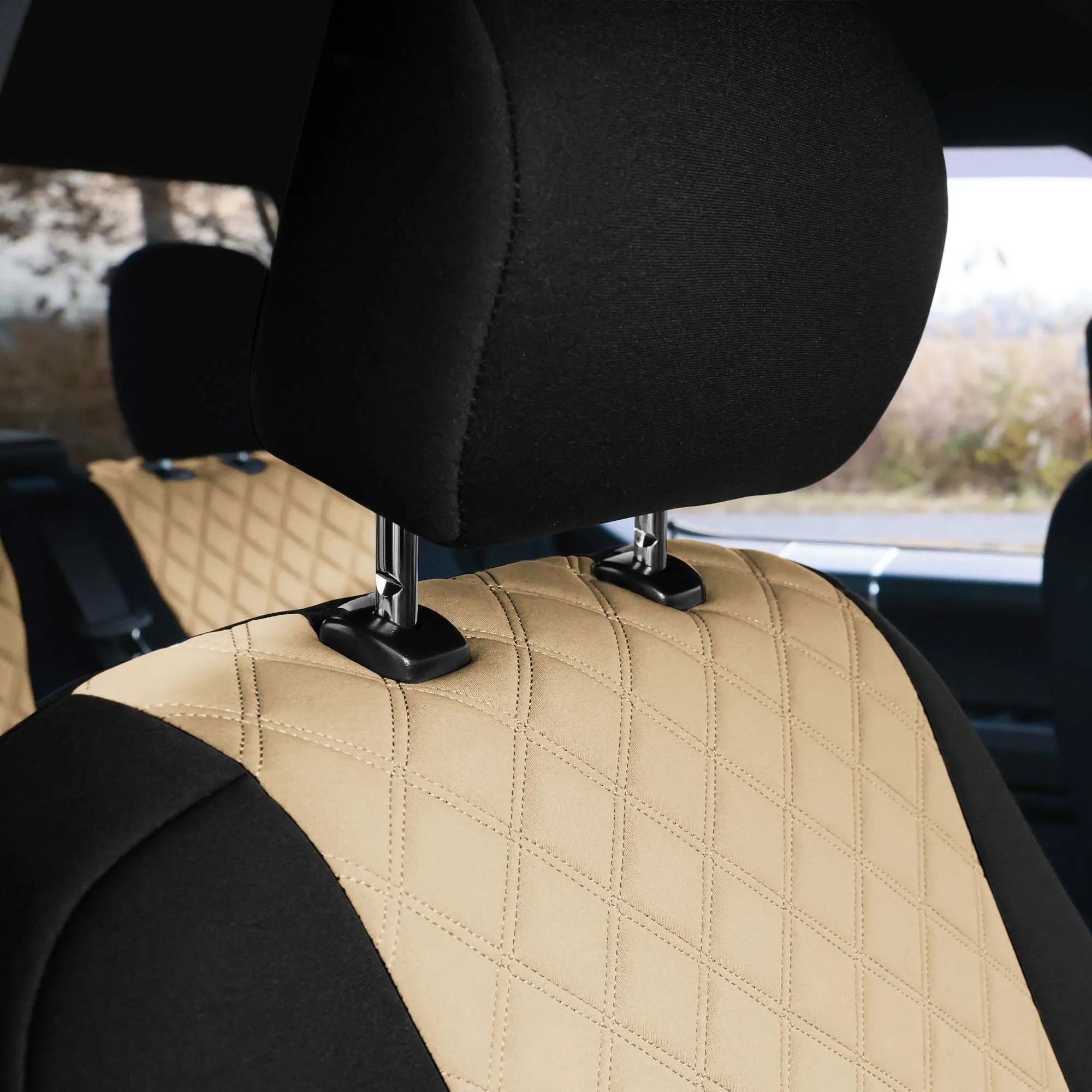 Ford F-150 2015-2024  - Ford F-250 F-350 F-450 2017-2022 - Front Set Seat Covers - Beige Ultraflex Neoprene