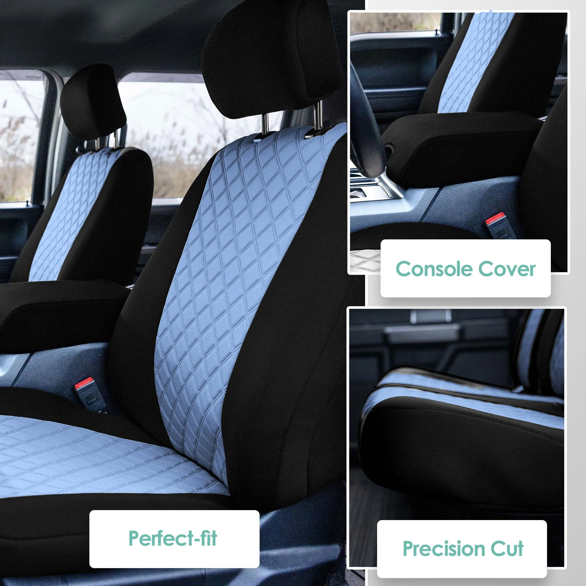 Ford F-150 2015-2024  - Ford F-250 F-350 F-450 2017-2022 - Full Set Seat Covers - Blue Ultraflex Neoprene