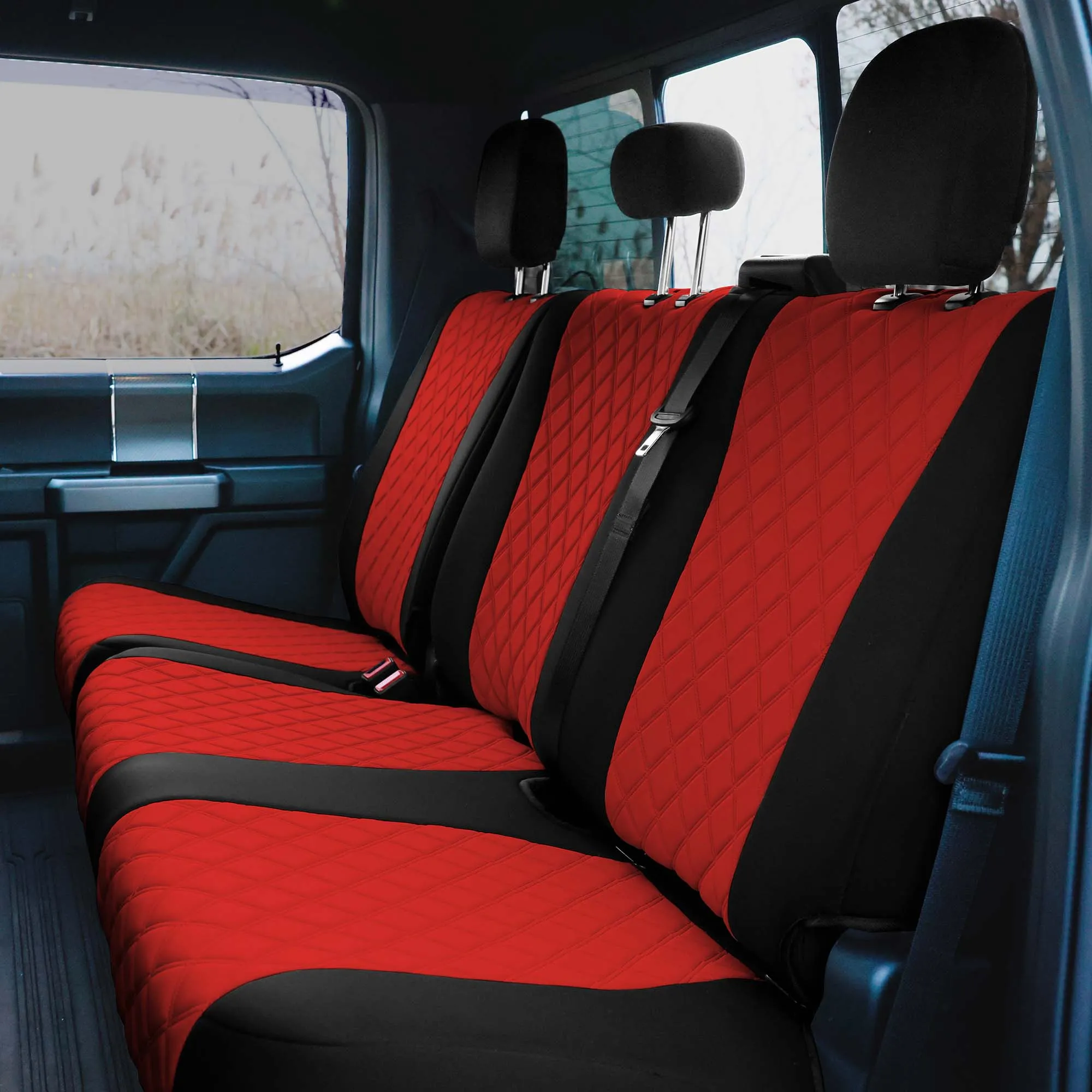 Ford F-150 2015-2024  - Ford F-250 F-350 F-450 2017-2022 - Full Set Seat Covers - Red Ultraflex Neoprene