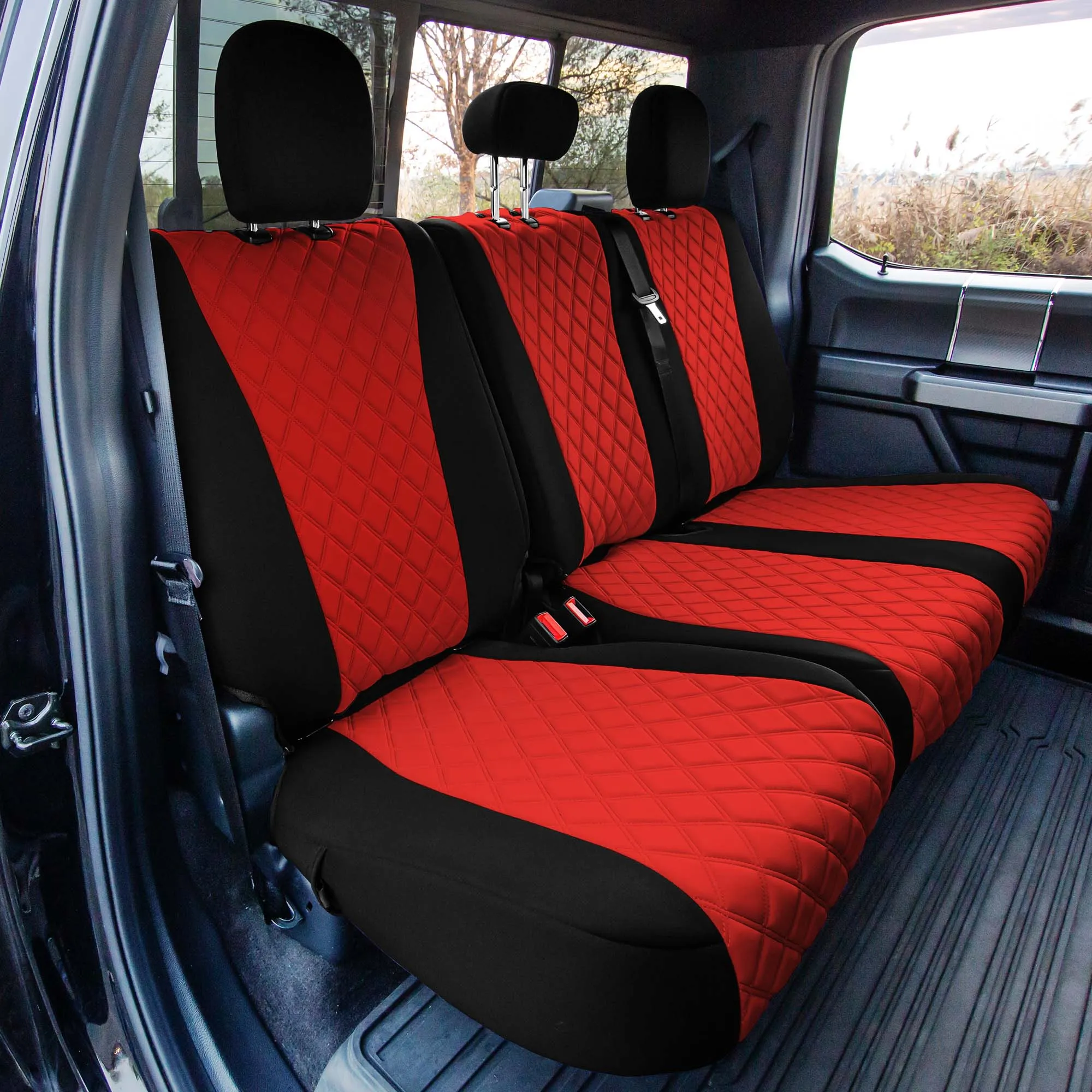 Ford F-150 2015-2024  - Ford F-250 F-350 F-450 2017-2022 - Full Set Seat Covers - Red Ultraflex Neoprene