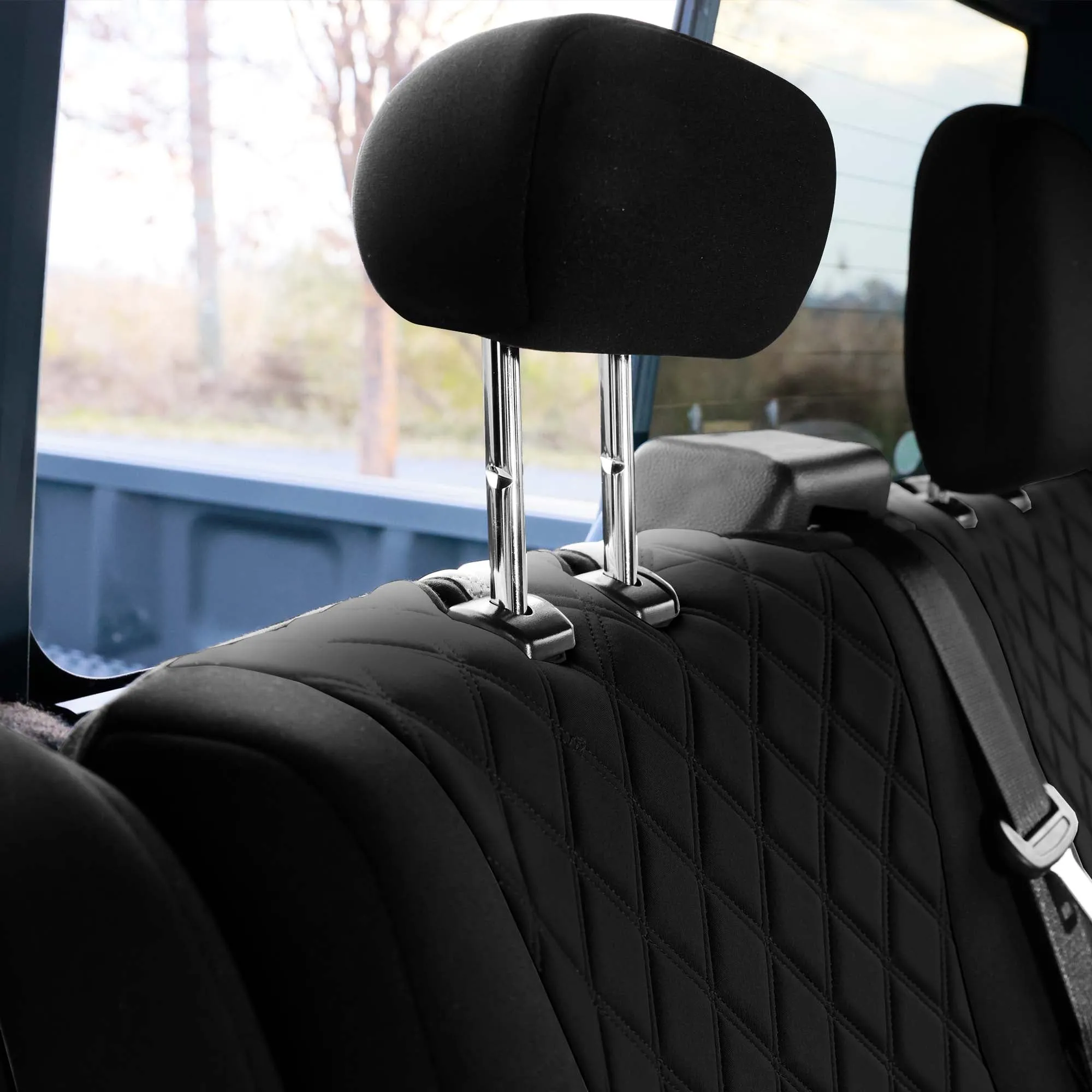 Ford F-150 2015-2024  - Ford F-250 F-350 F-450 2017-2022 - Rear Set Seat Covers - Black Ultraflex Neoprene