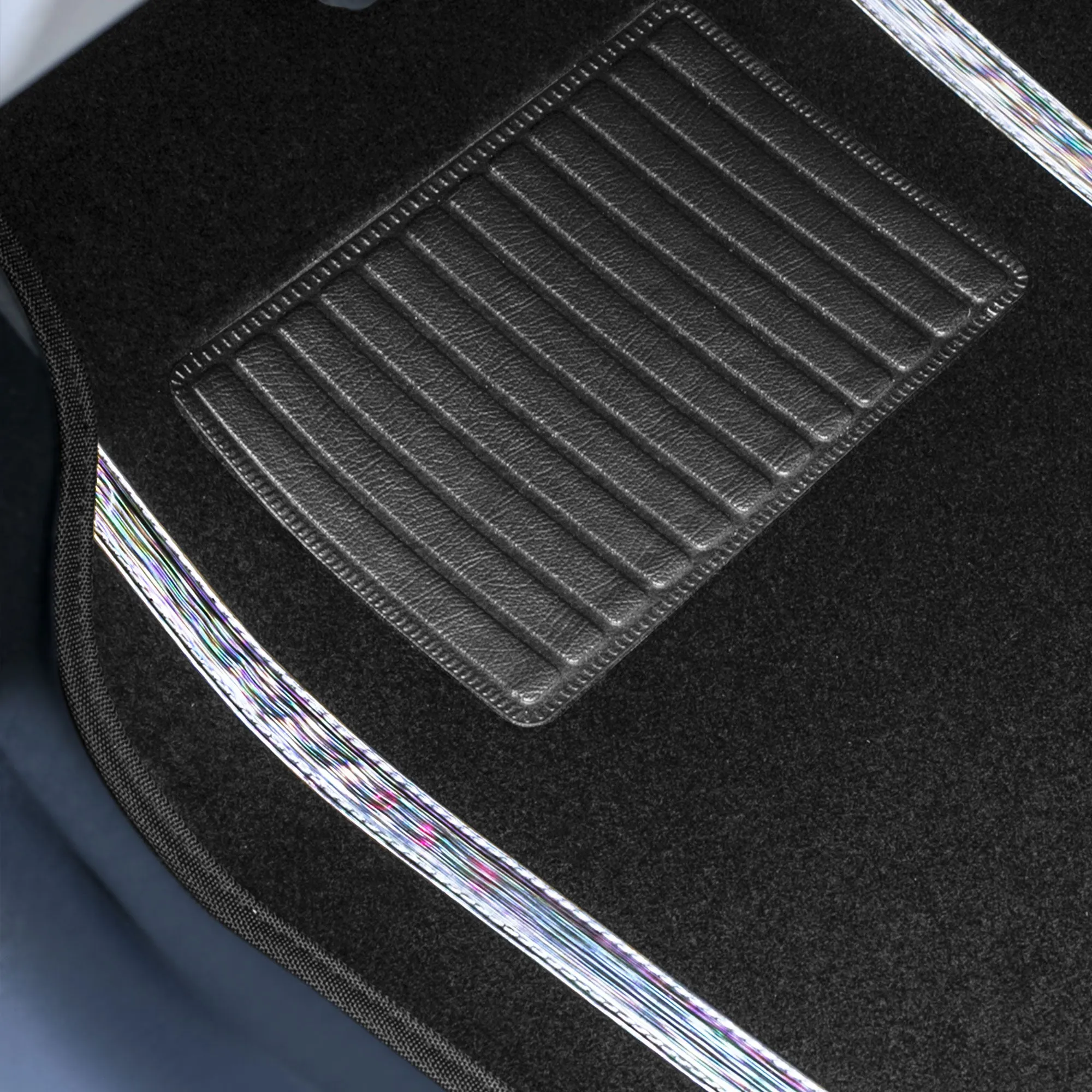 Galaxy13 Metallic Stripe Non-Slip Carpet Floor Mats - Full Set White