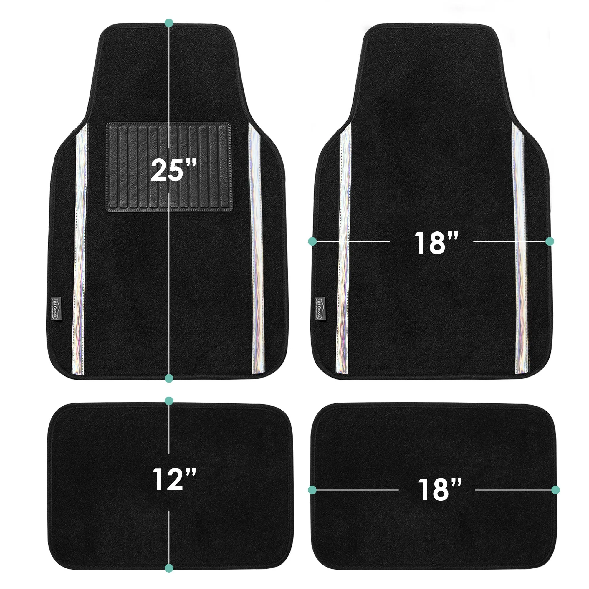 Galaxy13 Metallic Stripe Non-Slip Carpet Floor Mats - Full Set White