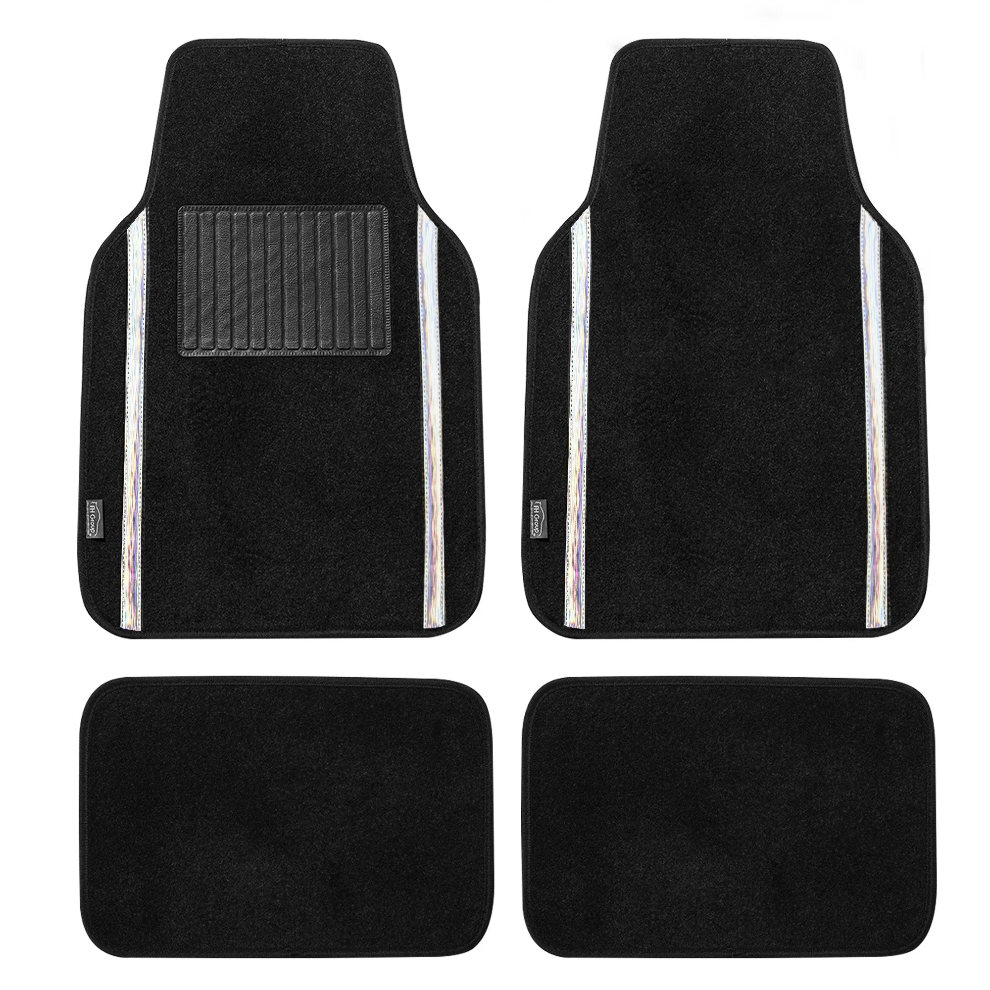 Galaxy13 Metallic Stripe Non-Slip Carpet Floor Mats - Full Set White