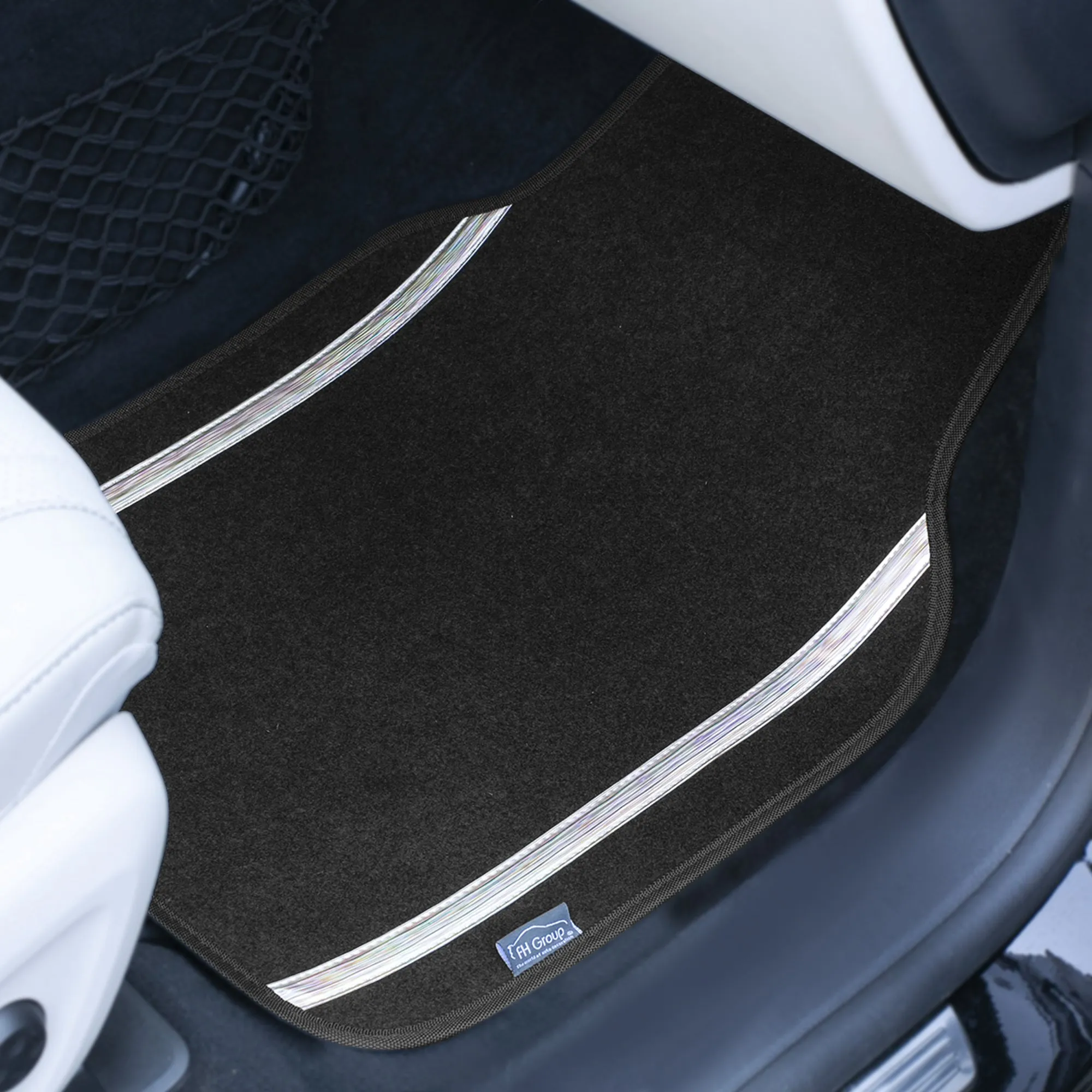 Galaxy13 Metallic Stripe Non-Slip Carpet Floor Mats - Full Set White
