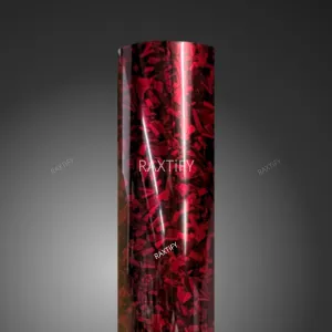 Gloss Black Red Forged Carbon Fiber Vinyl Wrap