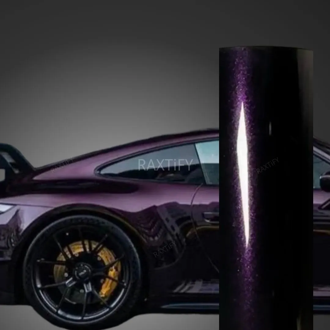 Gloss Metallic Glitter Black Purple Car Wrap