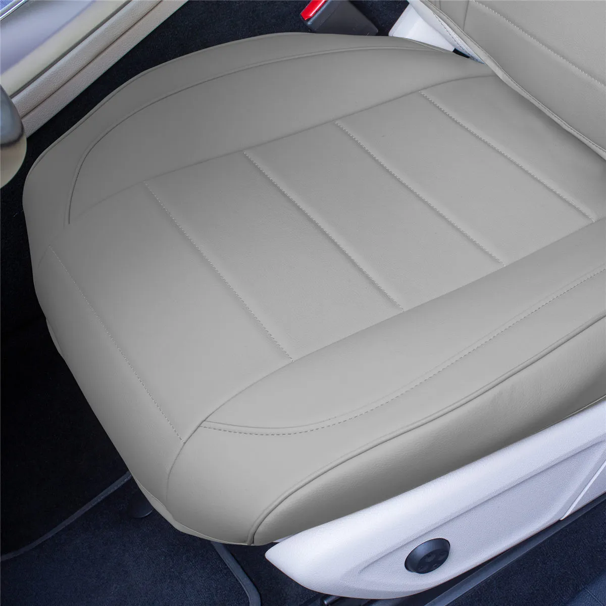 Grande70 Luxe Faux Leather Car Seat Covers with Sleek Pattern - Front Set Gray