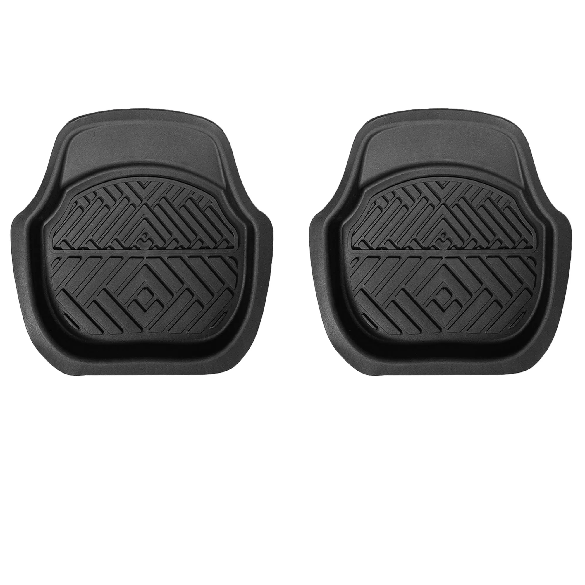 Heavy Duty ClimaProof Deep Dish Non-Slip Rubber Floor Mats - Full Set Black