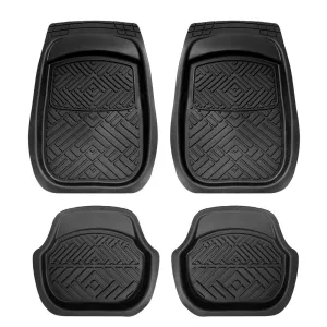 Heavy Duty ClimaProof Deep Dish Non-Slip Rubber Floor Mats - Full Set Black