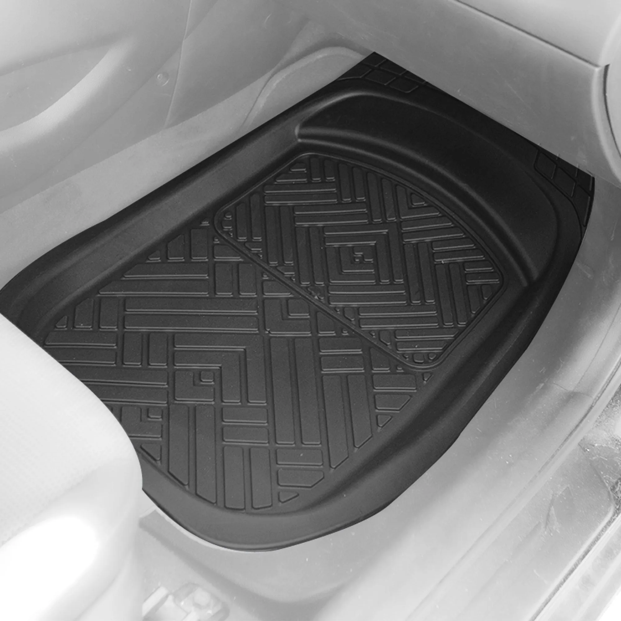 Heavy Duty ClimaProof Deep Dish Non-Slip Rubber Floor Mats - Full Set Black