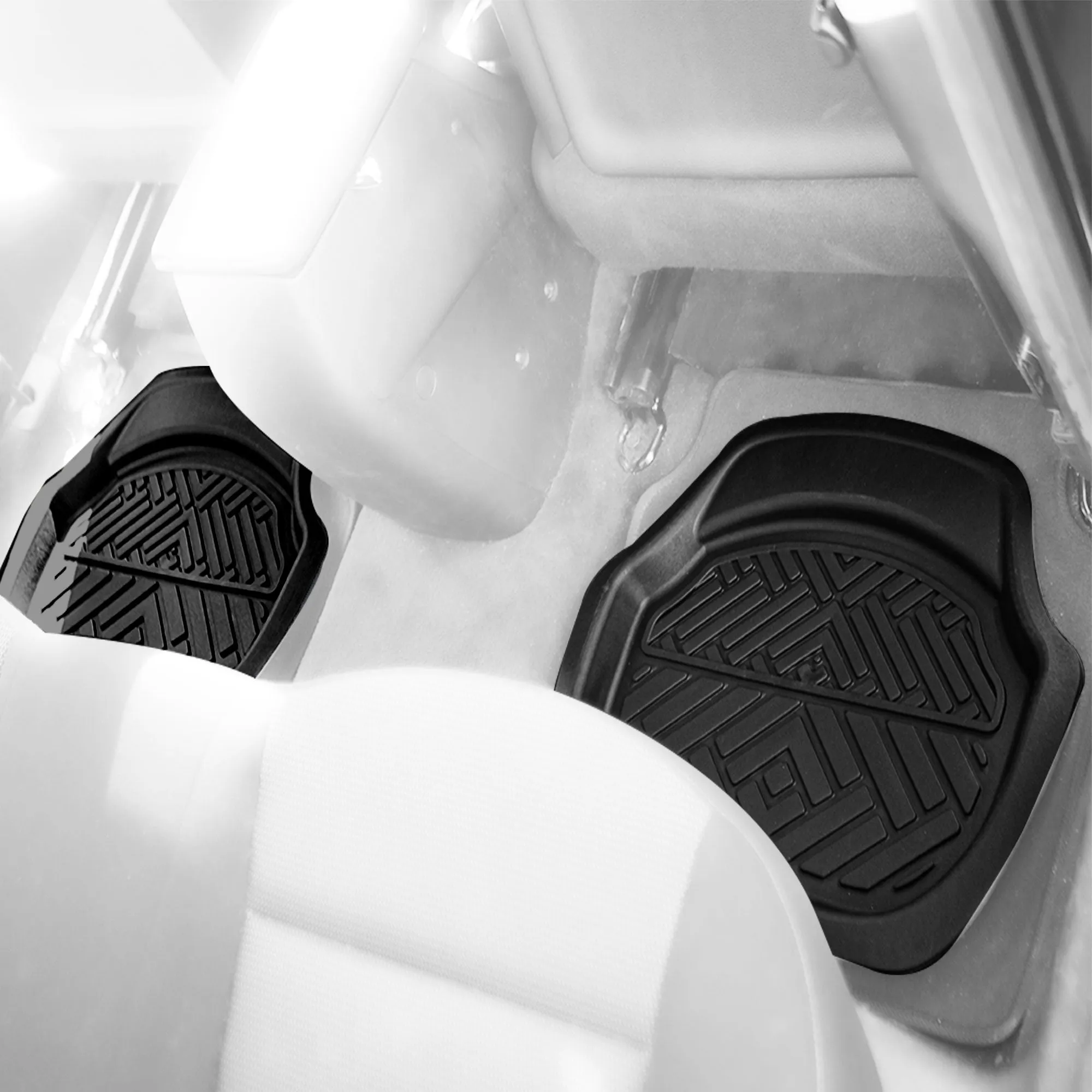 Heavy Duty ClimaProof Deep Dish Non-Slip Rubber Floor Mats - Full Set Black