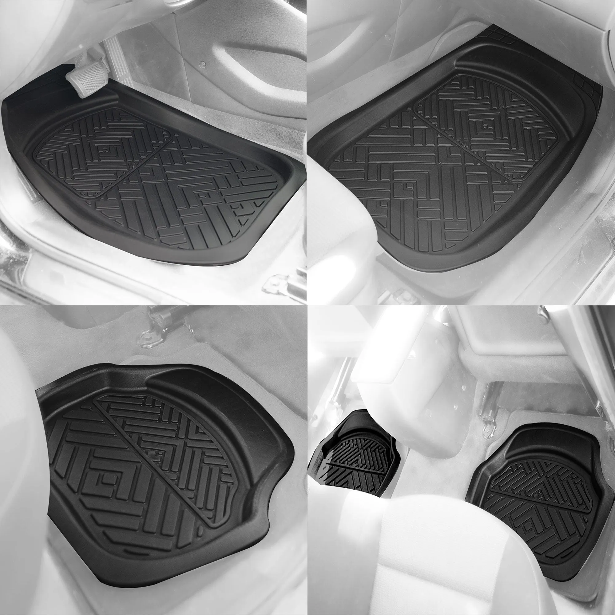 Heavy Duty ClimaProof Deep Dish Non-Slip Rubber Floor Mats - Full Set Black