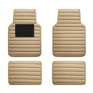 Heavy Duty Non-Slip Faux Leather Floor Mats - Full Set Beige