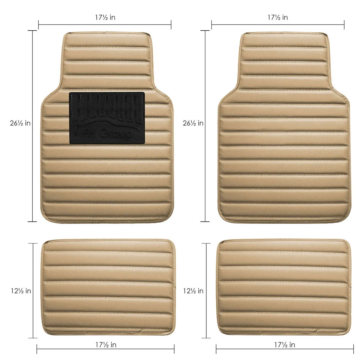 Heavy Duty Non-Slip Faux Leather Floor Mats - Full Set Beige