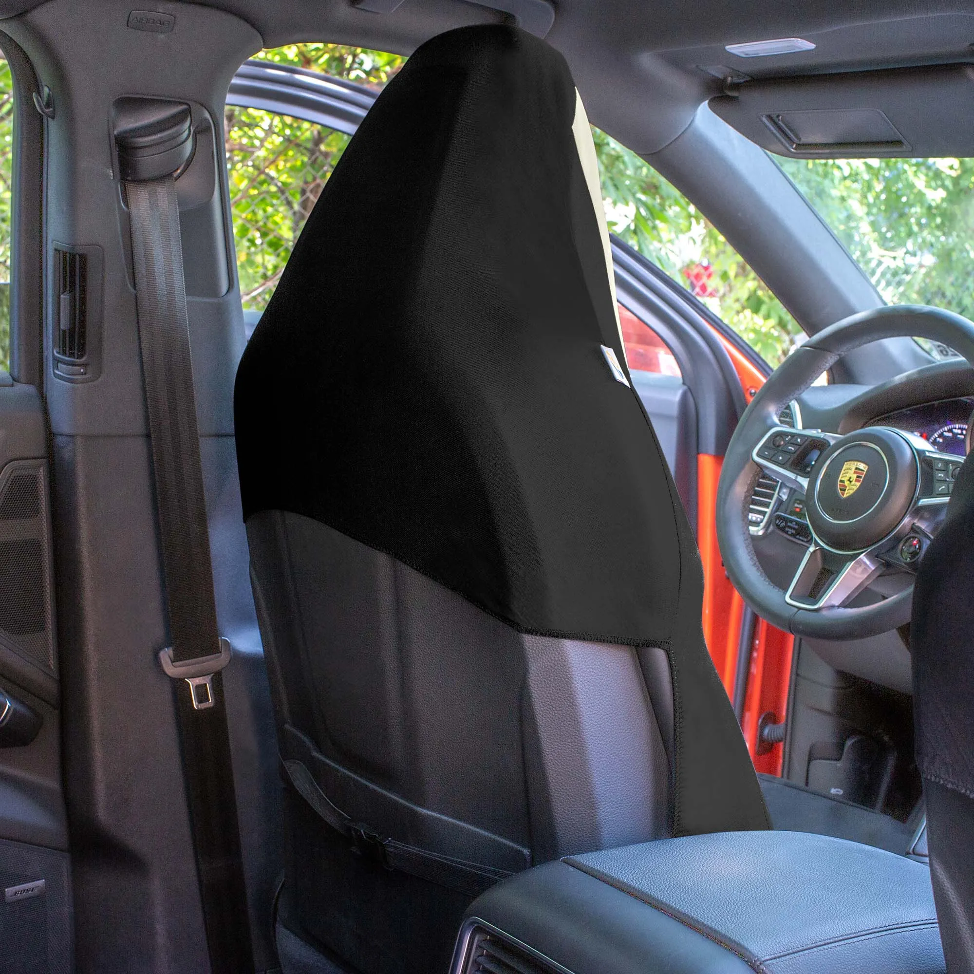 High Back Sporty Flat Cloth Seat Covers - Full Set - Beige
