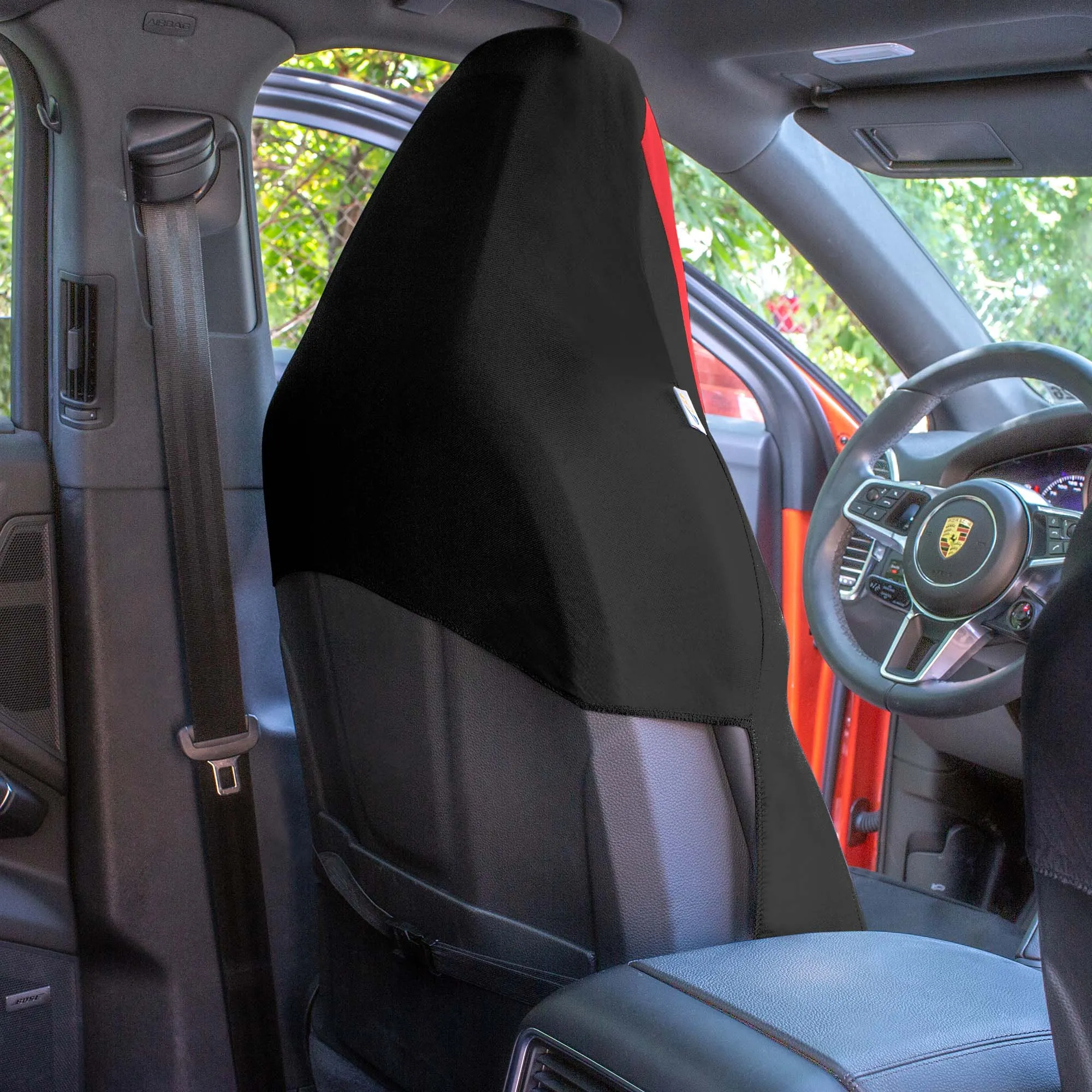 High Back Sporty Flat Cloth Seat Covers - Full Set - Red