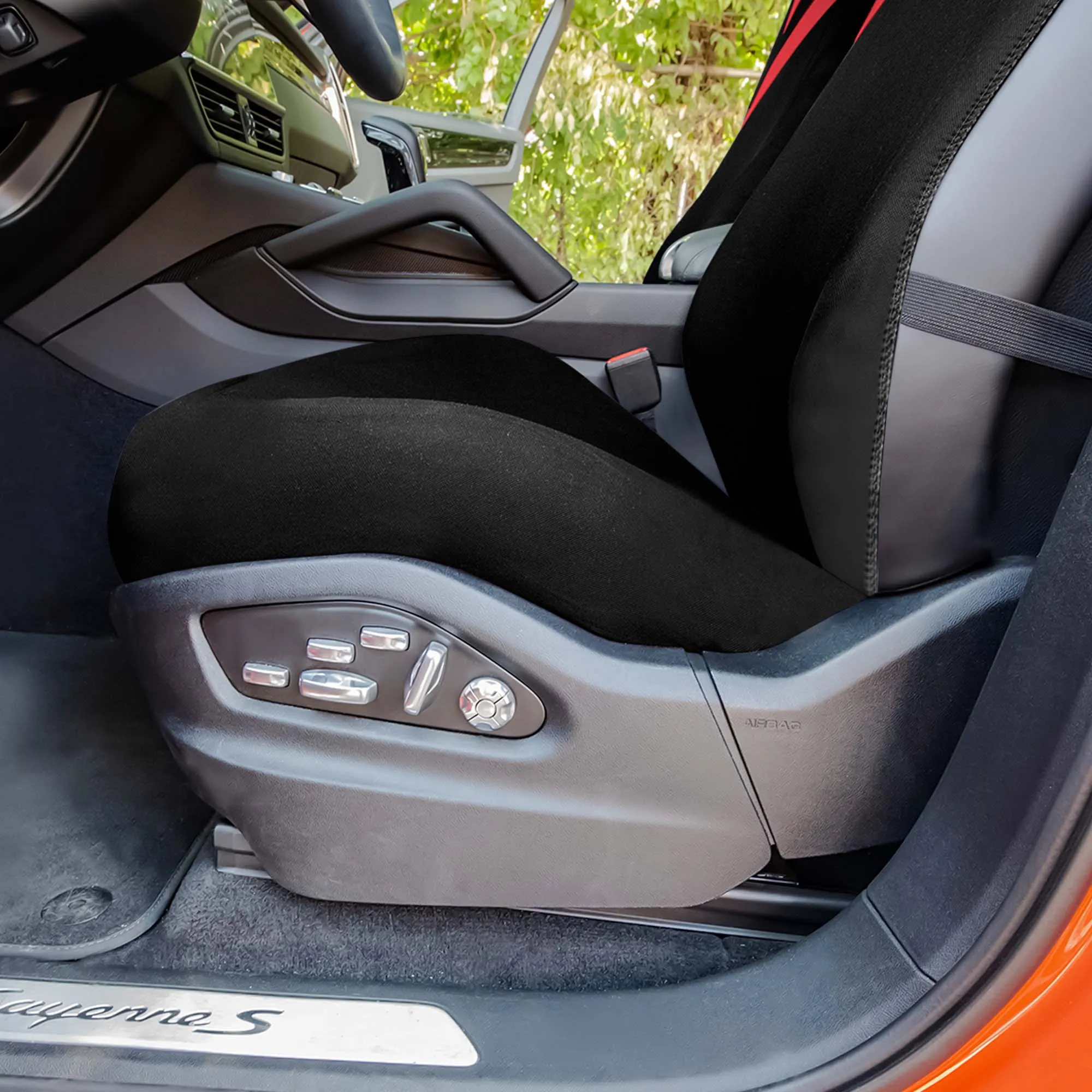 High Back Sporty Flat Cloth Seat Covers - Full Set - Red