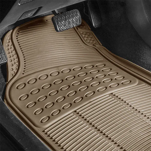 High Quality ClimaProof Trimmable Non-Slip Vinyl Floor Mats - 3 Row Beige