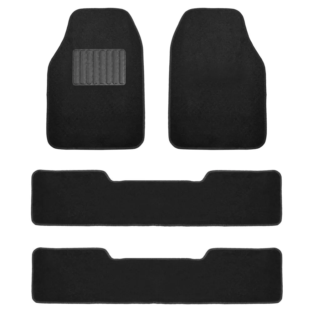 High Quality Non-Slip Carpet Floor Mats - 3 Row Black