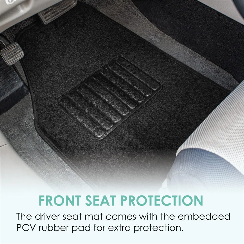 High Quality Non-Slip Carpet Floor Mats - 3 Row Black