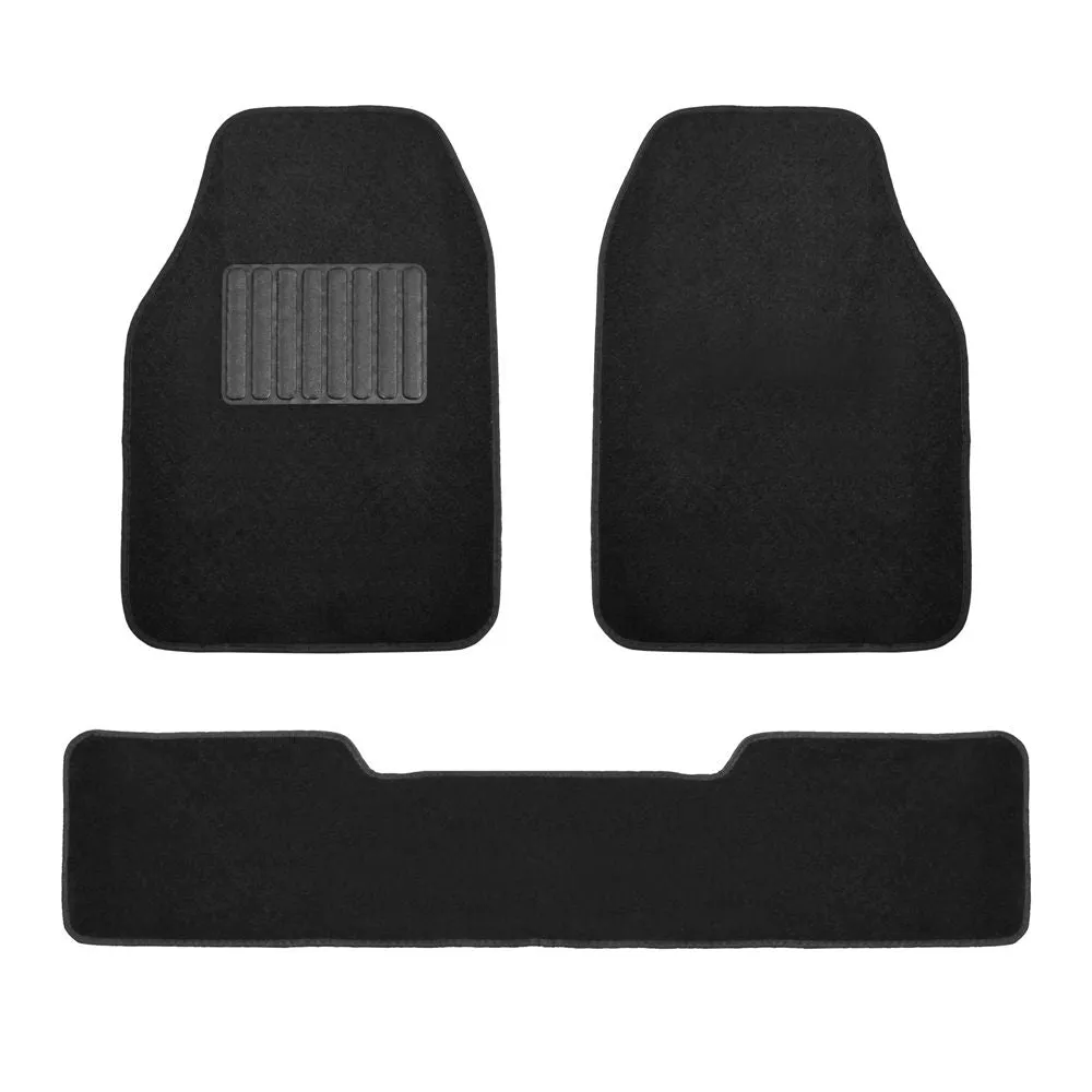 High Quality Non-Slip Carpet Floor Mats - 3 Row Black