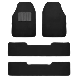 High Quality Non-Slip Carpet Floor Mats - 3 Row Black