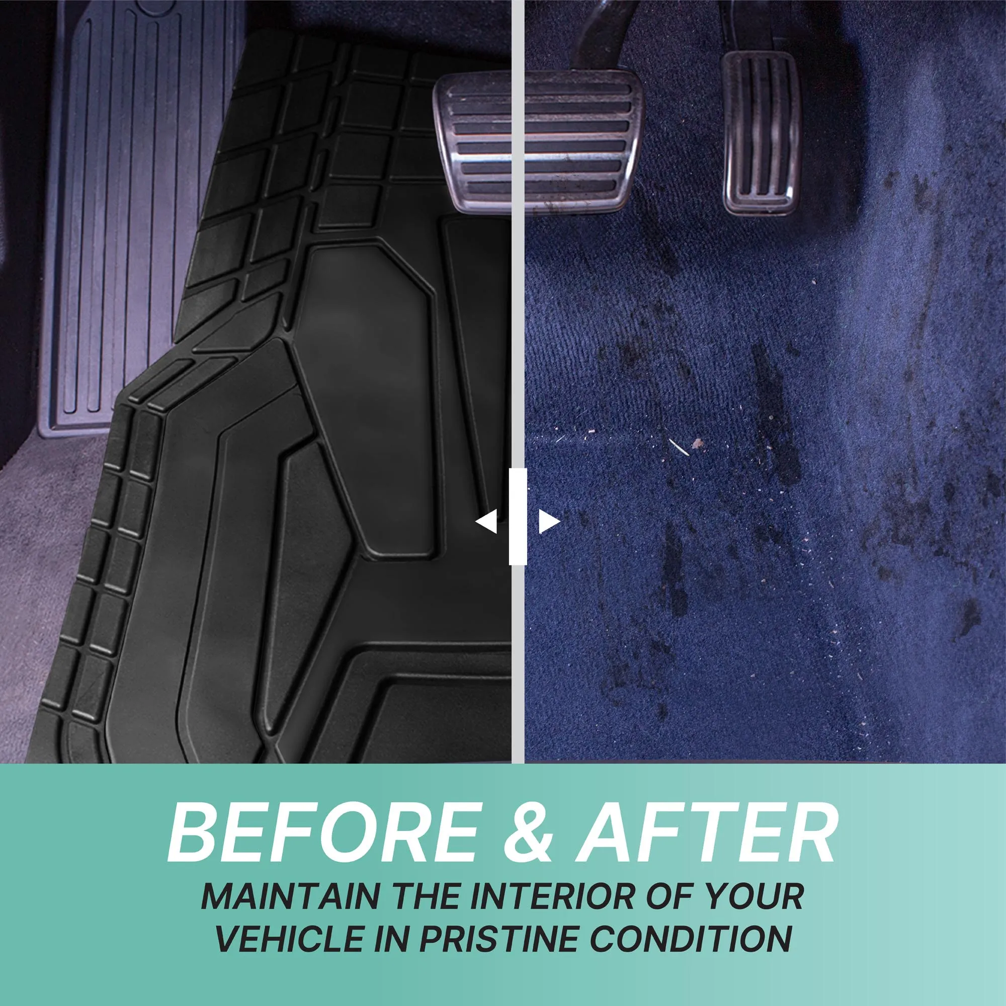 High Quality Rubber Floor Mats - Full Set Black