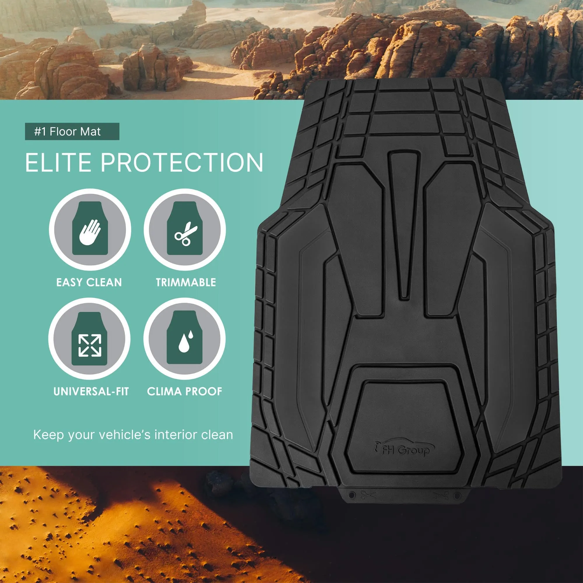 High Quality Rubber Floor Mats - Full Set Black