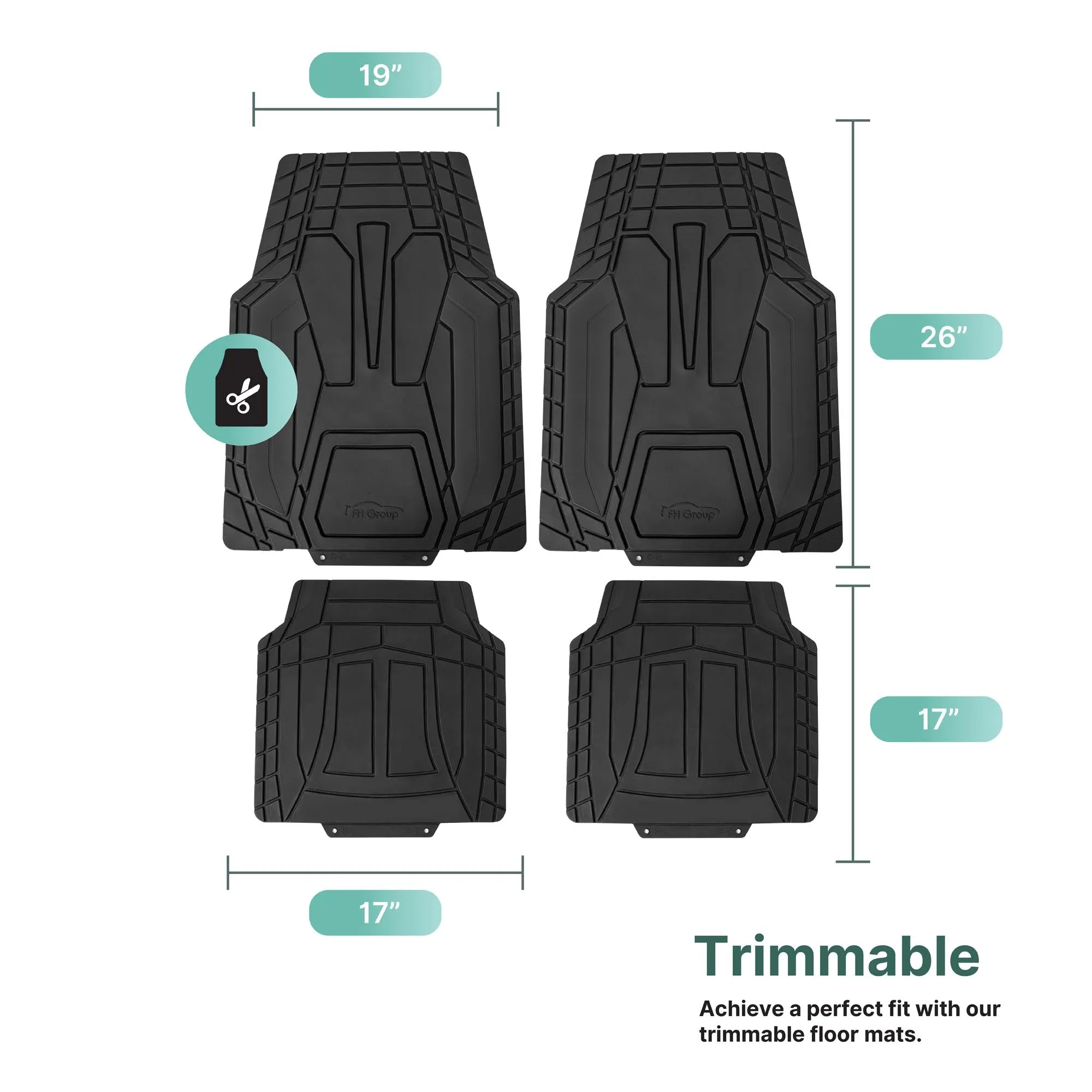 High Quality Rubber Floor Mats - Full Set Black