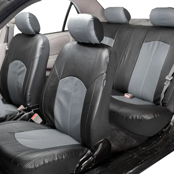 Highest Grade Faux Leather Seat Covers - Full Set Gray