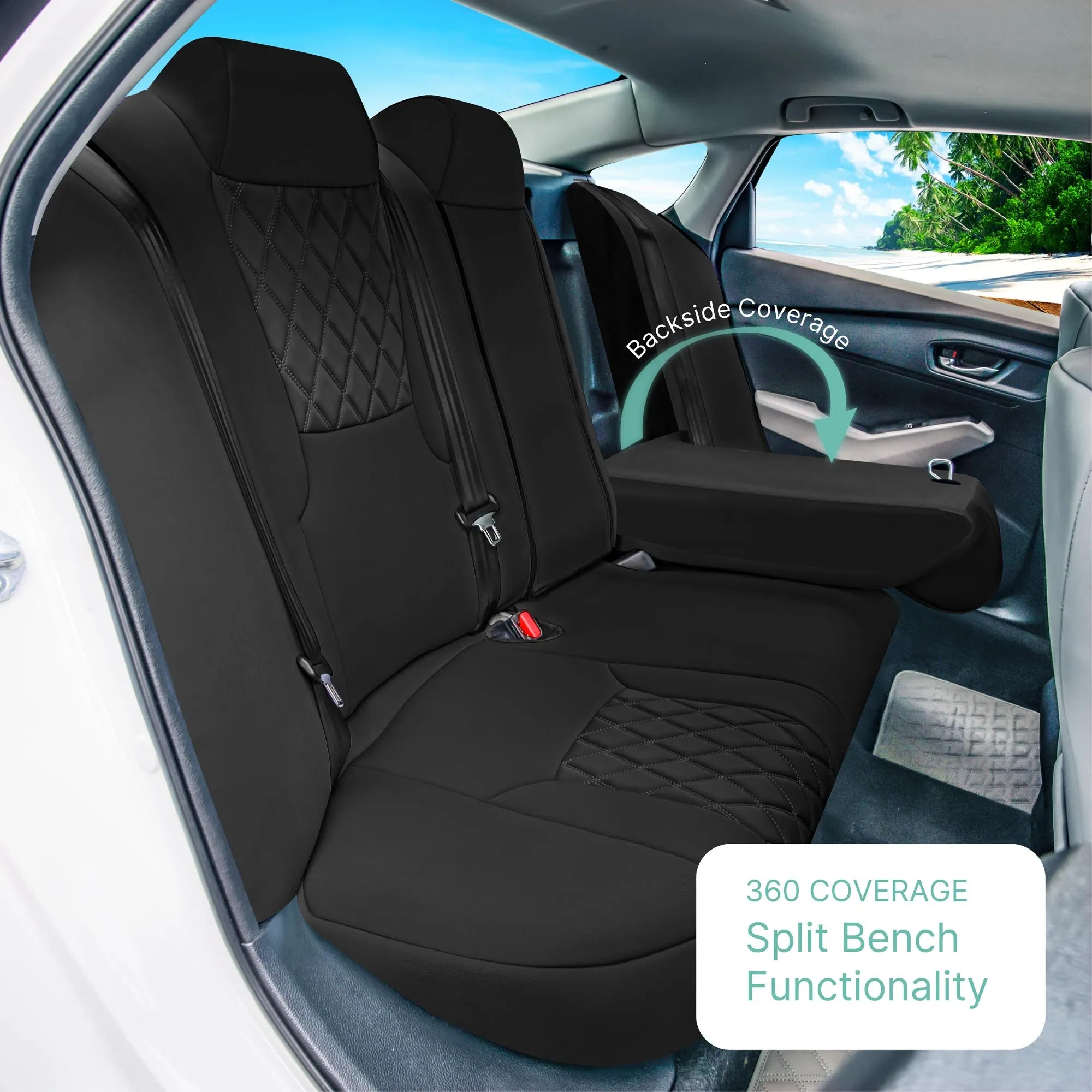 Honda Accord 2018 - 2022 LX | Sport Hybrid - Full Set Seat Covers - Black Ultraflex Neoprene