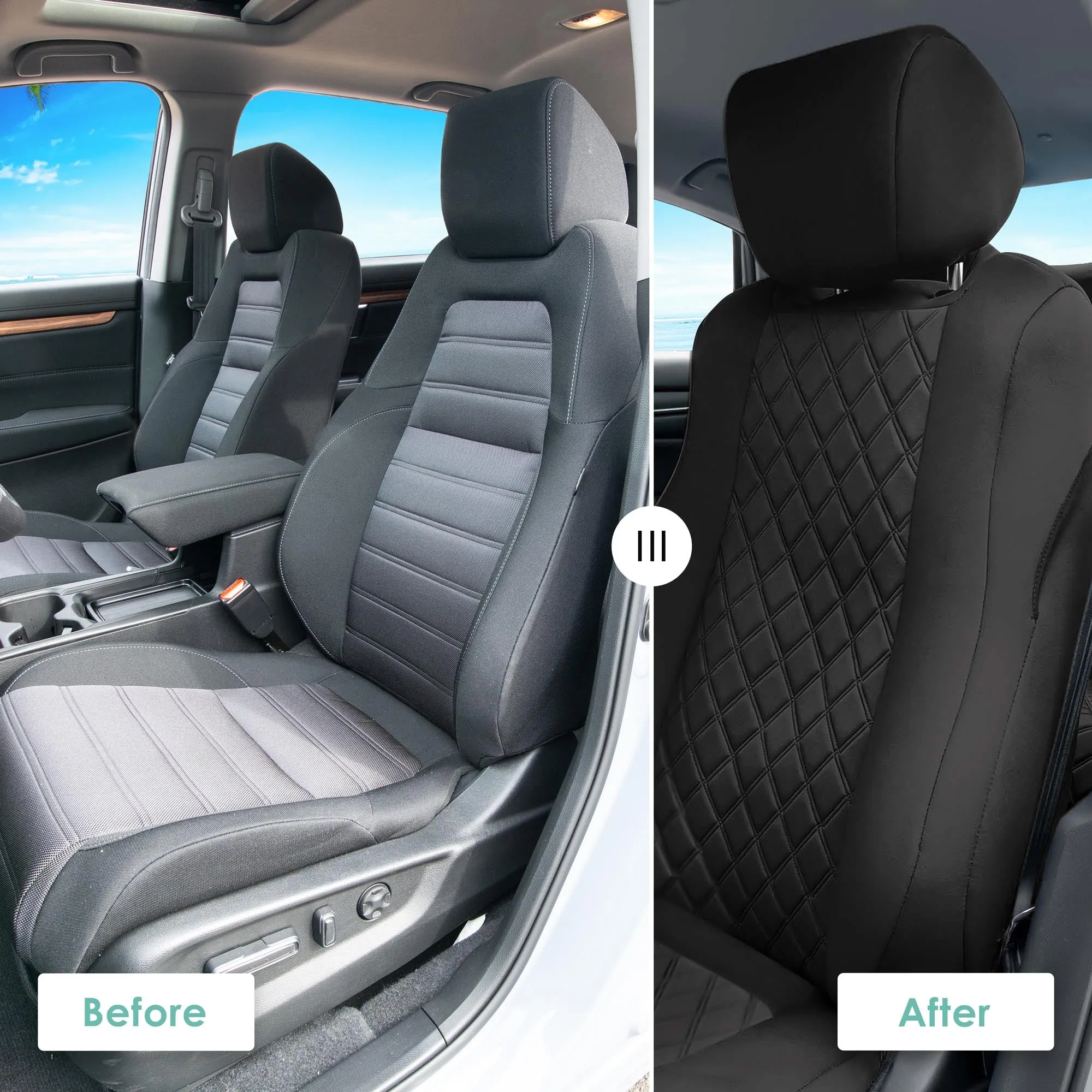 Honda Accord 2018 - 2022 LX | Sport Hybrid - Full Set Seat Covers - Black Ultraflex Neoprene