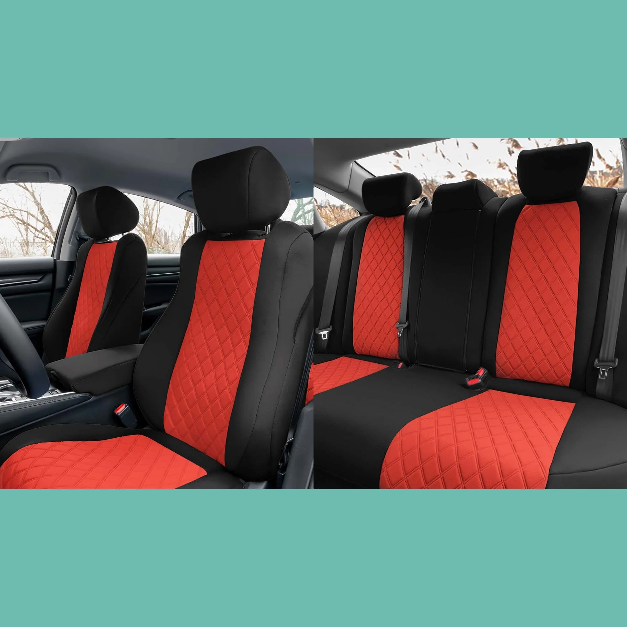 Honda Accord 2018 - 2022 Sport | Sport SE | EX| EX-L | Touring - Full Set Seat Covers - Red Ultraflex Neoprene