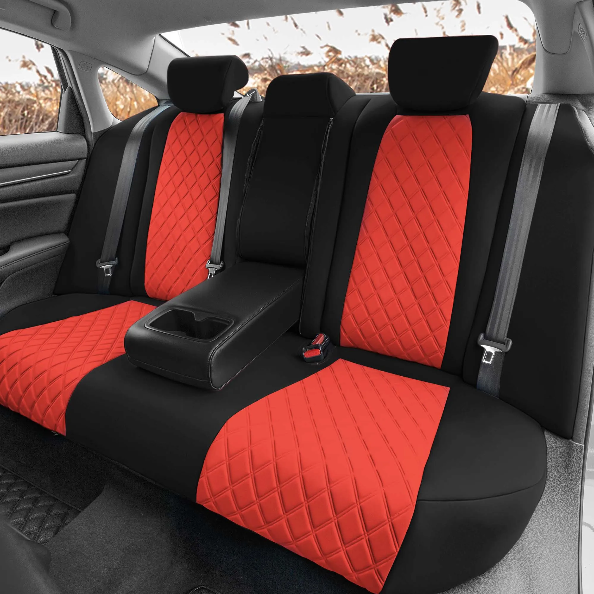 Honda Accord 2018 - 2022 Sport | Sport SE | EX| EX-L | Touring - Rear Set Seat Covers - Red Ultraflex Neoprene