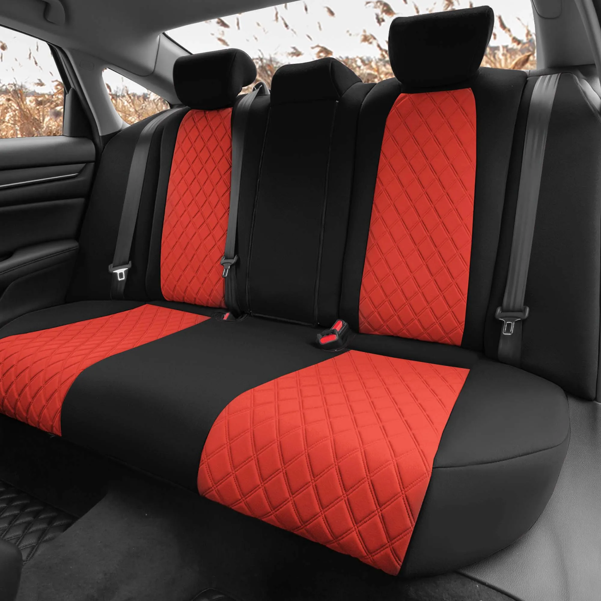 Honda Accord 2018 - 2022 Sport | Sport SE | EX| EX-L | Touring - Rear Set Seat Covers - Red Ultraflex Neoprene