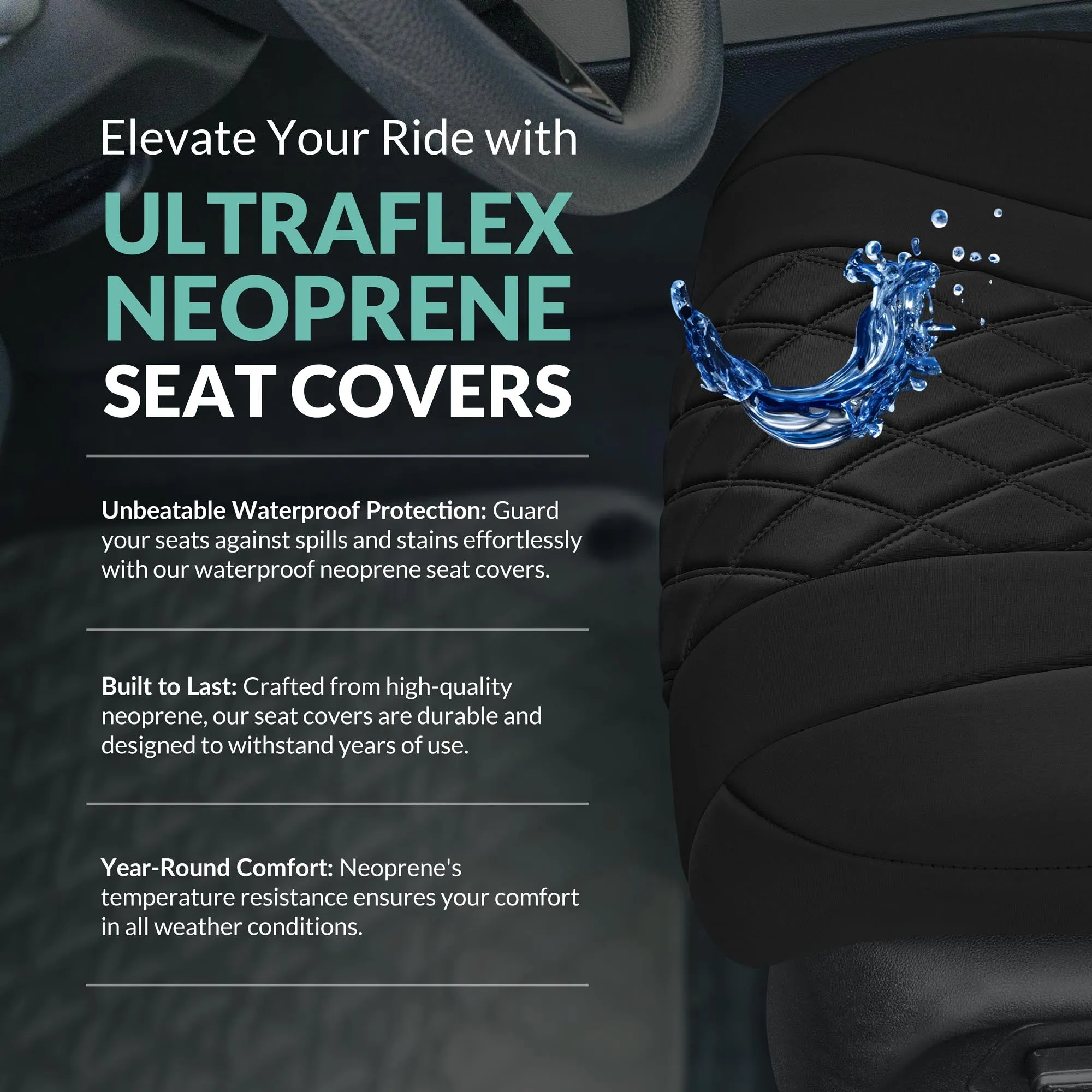 Honda Accord 2023 - 2024 - Front Set Seat Covers - Black Ultraflex Neoprene