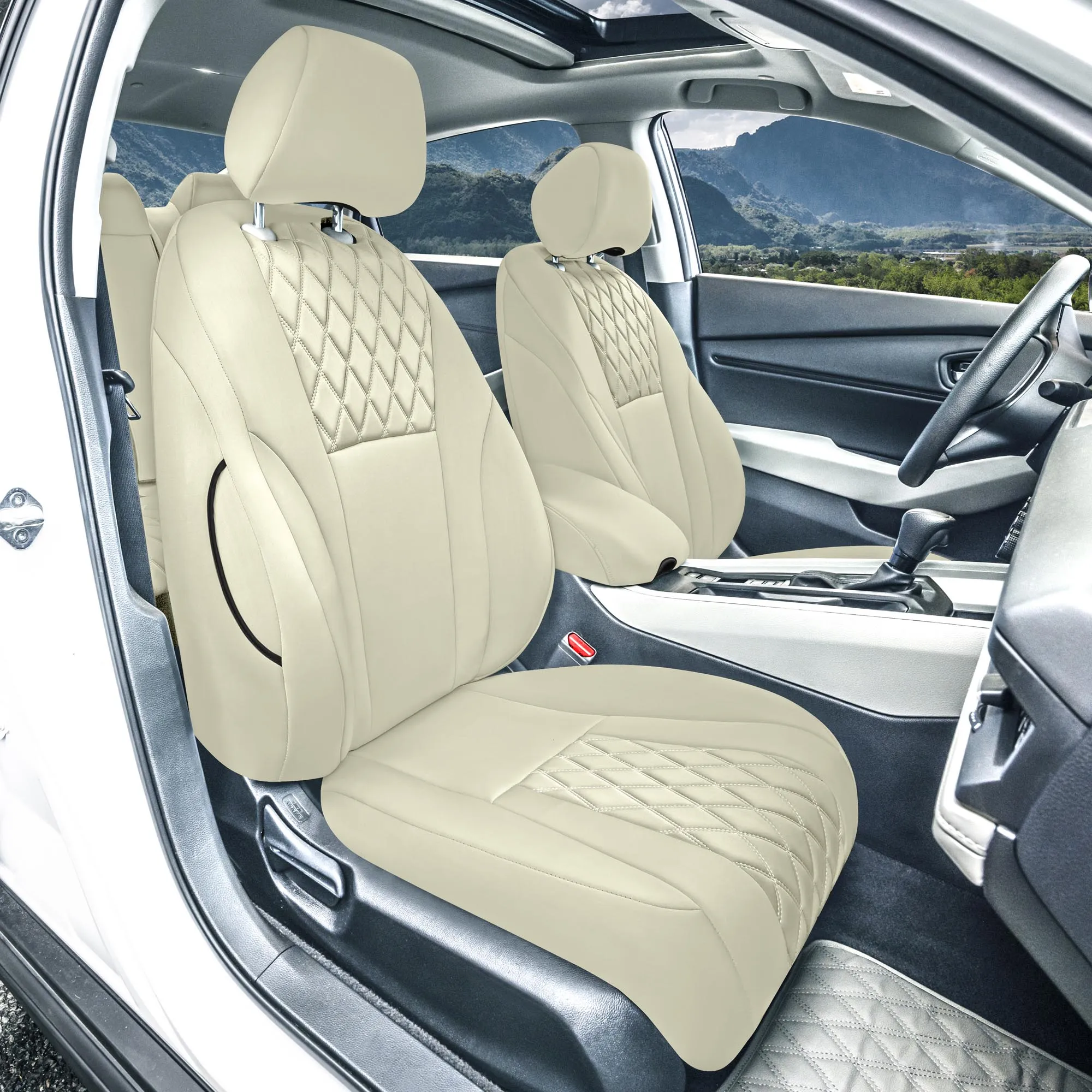 Honda Accord 2023 - 2024 - Front Set Seat Covers - Solid Beige Ultraflex Neoprene