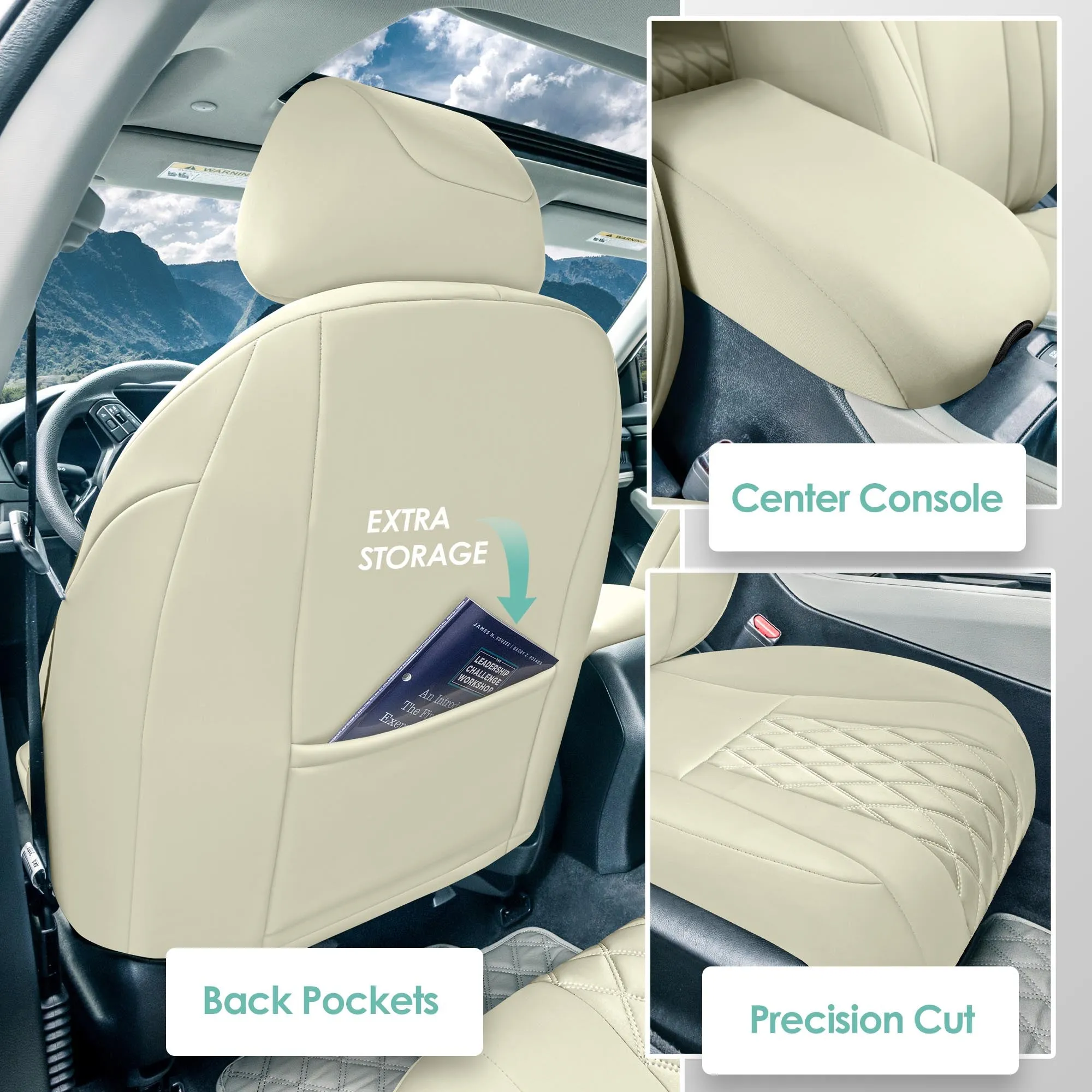 Honda Accord 2023 - 2024 - Front Set Seat Covers - Solid Beige Ultraflex Neoprene