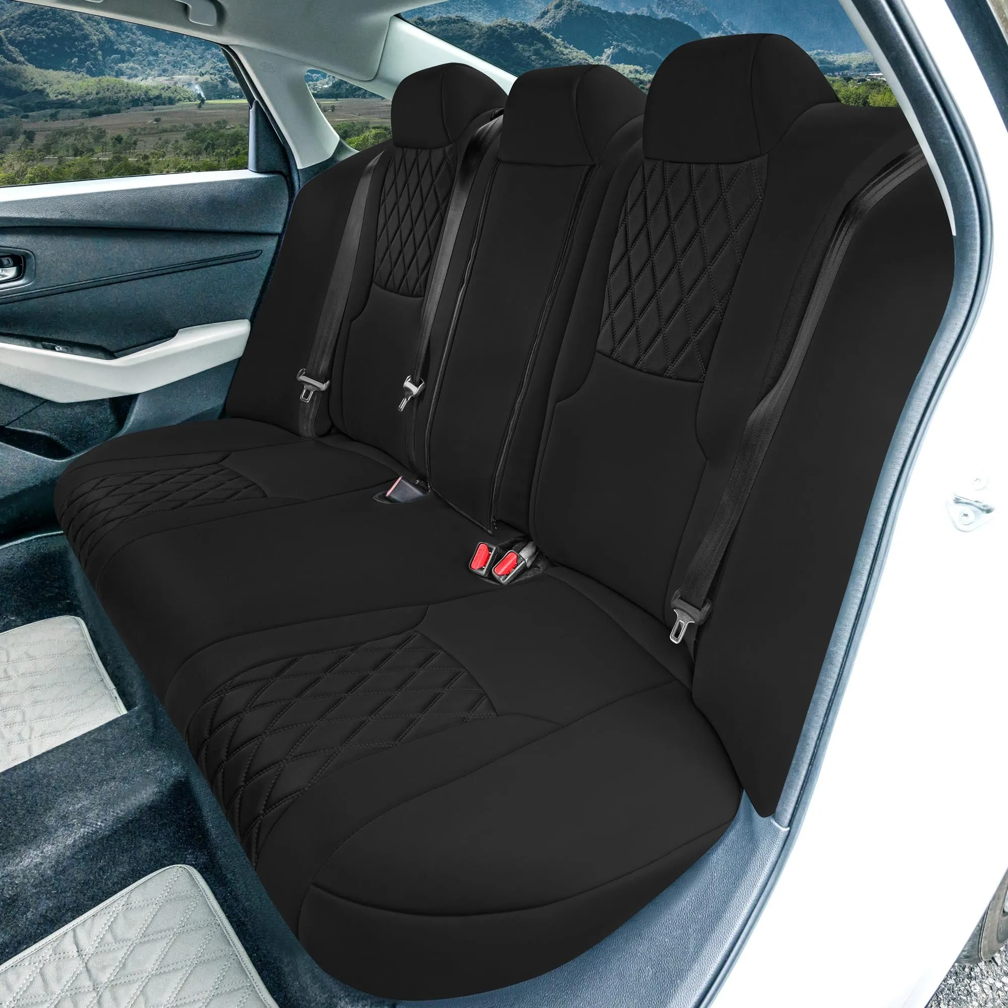 Honda Accord LX | Sport Hybrid 2023-2024 - Full Set Seat Covers (Solid Bench) - Black Ultraflex Neoprene