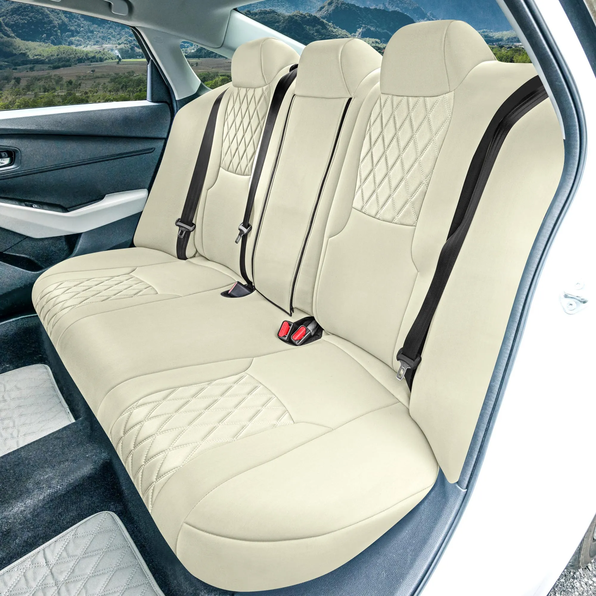 Honda Accord LX | Sport Hybrid 2023-2024 - Full Set Seat Covers (Solid Bench) - Solid Beige Ultraflex Neoprene