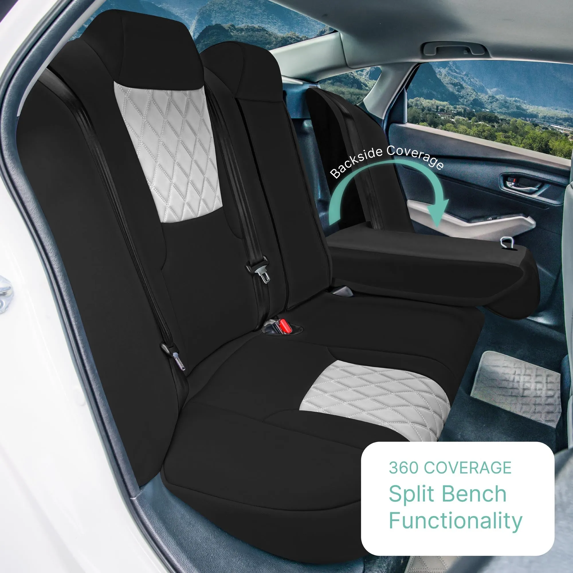 Honda Accord Sport | Sport SE | E X | EX-L | Touring 2023-2024 - Rear Set Seat Covers (Split Bench) - Gray Ultraflex Neoprene