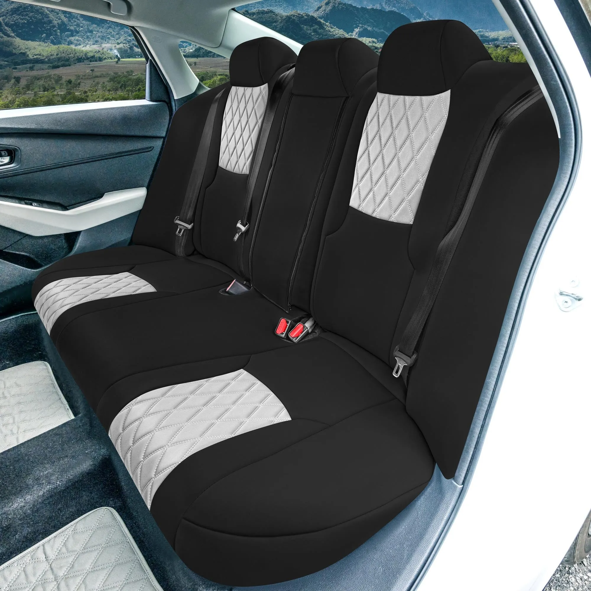 Honda Accord Sport | Sport SE | E X | EX-L | Touring 2023-2024 - Rear Set Seat Covers (Split Bench) - Gray Ultraflex Neoprene