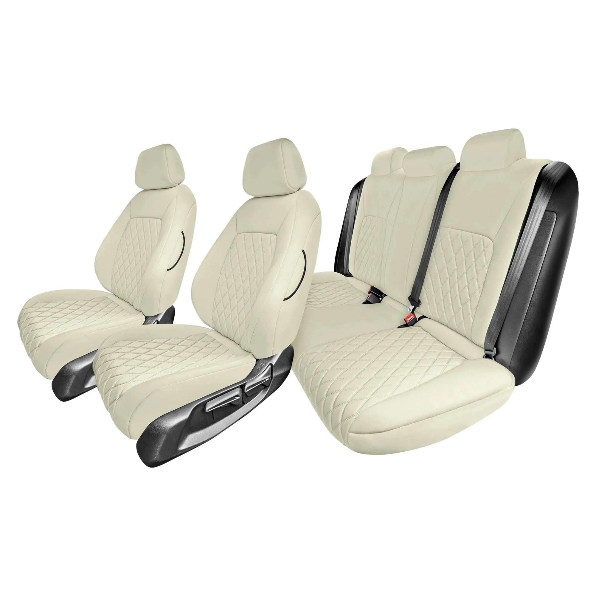 Honda Civic 2016 - 2025 Sedan Full Set Seat Covers (Solid Rear) - Solid Beige Ultraflex Neoprene
