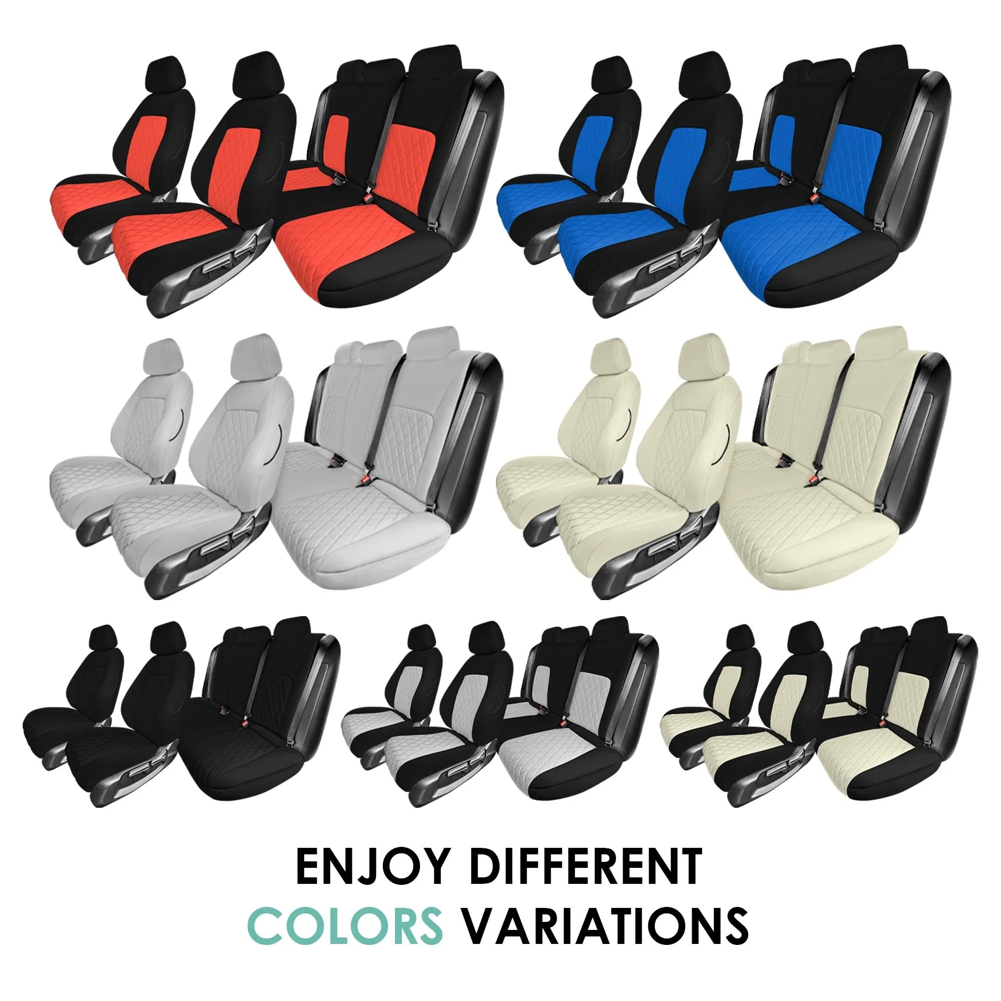 Honda Civic 2016 - 2025 Sedan Full Set Seat Covers (Solid Rear) - Solid Beige Ultraflex Neoprene