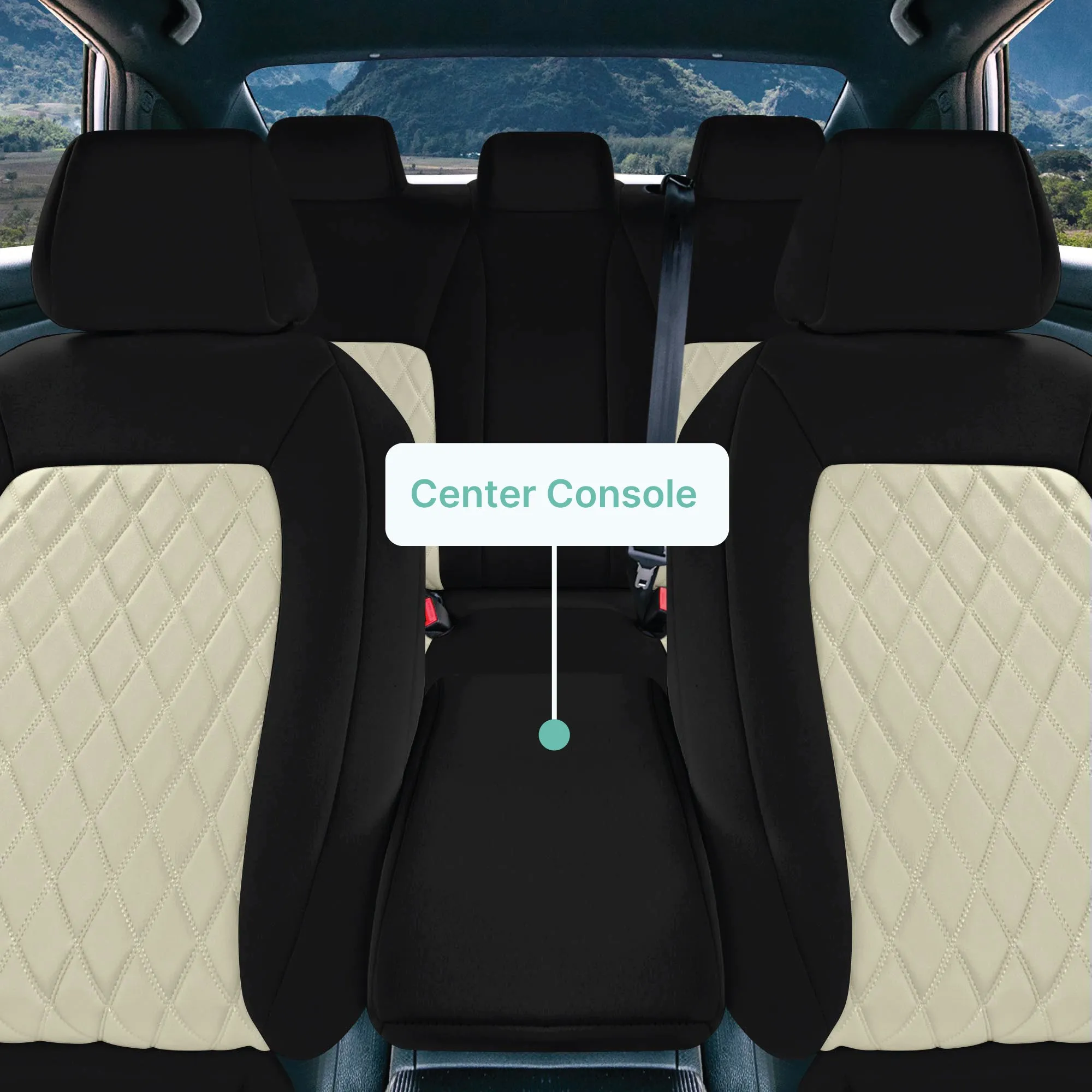 Honda Civic 2016 - 2025 Sedan Full Set Seat Covers (Split Rear) - Beige Ultraflex Neoprene