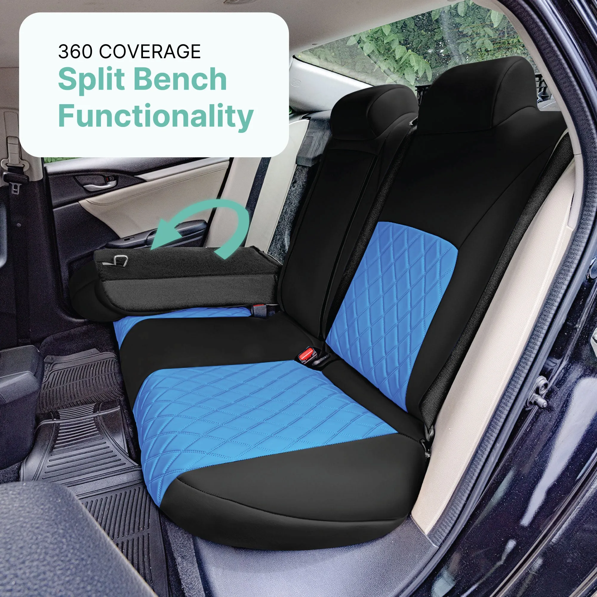 Honda Civic 2016 - 2025 Sedan Full Set Seat Covers (Split Rear) - Blue Ultraflex Neoprene
